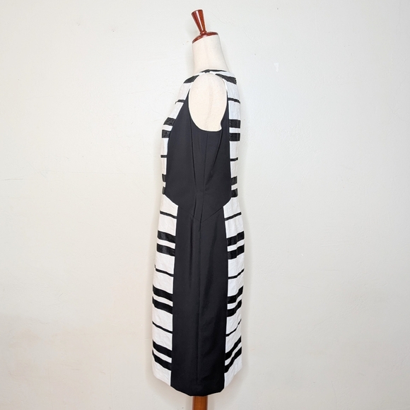 Lafayette 148 New York Kimberly Black and White Stretch Knit Sheath Dress Size 6 - Picture 4 of 7